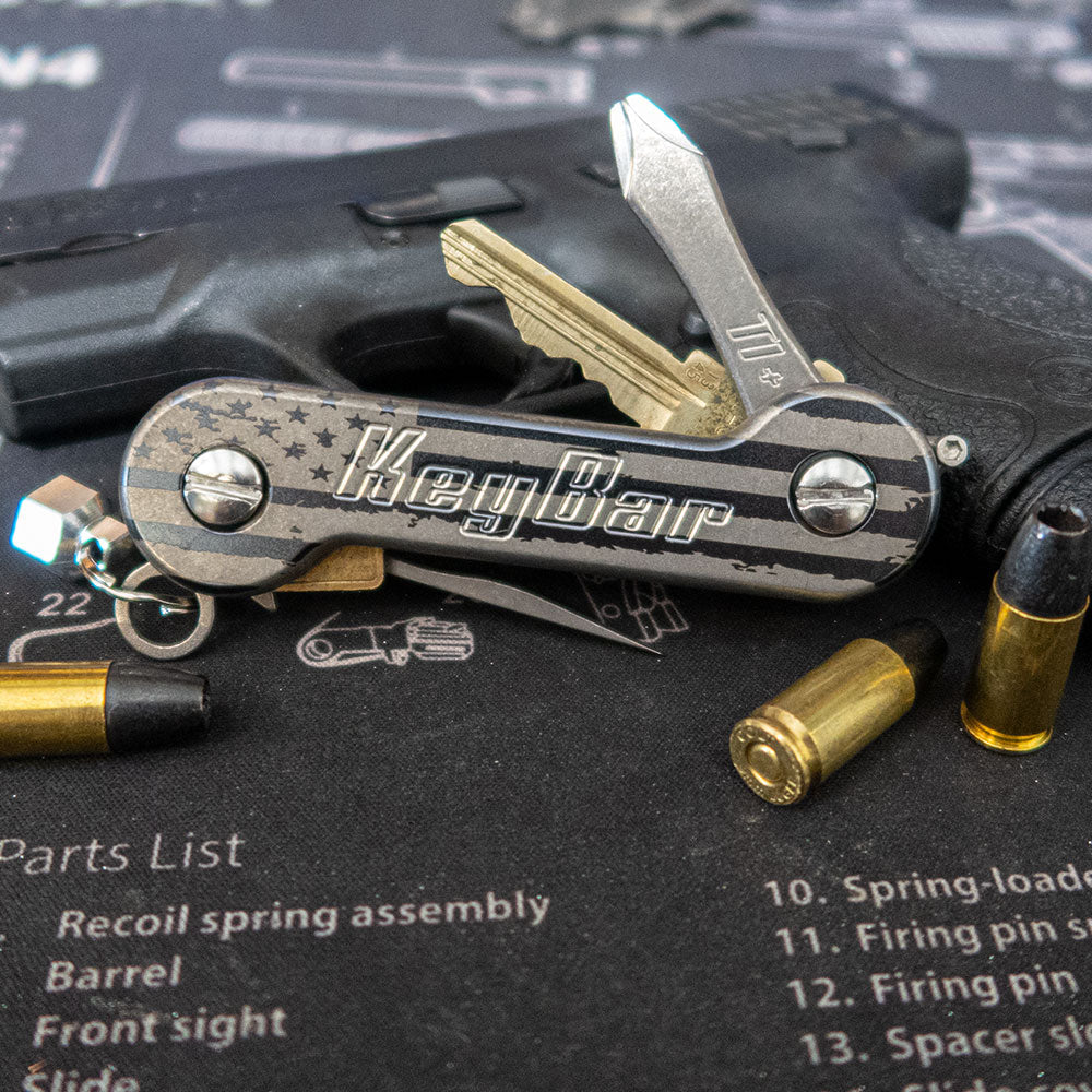 Distressed American Flag Titanium KeyBar - Image 3